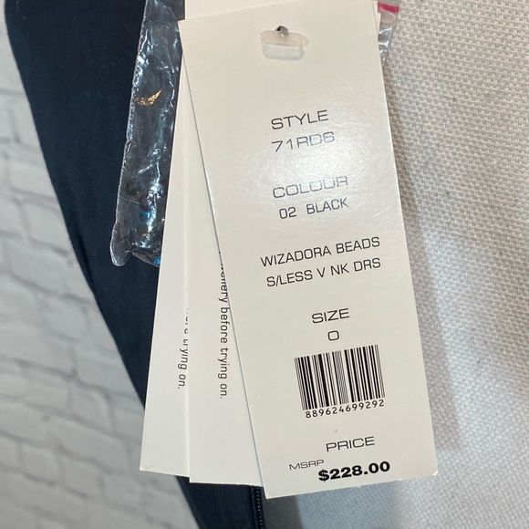 FRENCH CONNECTION Black Wizadora Beads Sleeveless V Neck Dress-0 - Picture 8 of 9